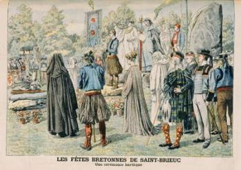 Bardic Ceremony at Saint-Brieuc, Brittany, illustration from 'Le Petit Journal', 29th July 1906 (colour litho) | Obraz na stenu