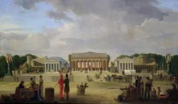 View of the Grand Theatre Constructed in the Place de la Concorde for the Fete de la Paix, 9th November 1801 (oil on canvas) | Obraz na stenu