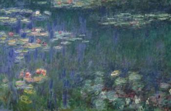 Waterlilies: Green Reflections, 1914-18 (left section) (oil on canvas) (see also 56001 & 56004) | Obraz na stenu