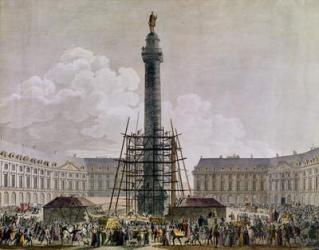Construction of the Vendome Column in 1803-10 (coloured engraving) | Obraz na stenu