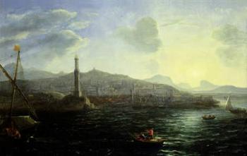 The Port of Genoa, Sea View (oil on canvas) | Obraz na stenu