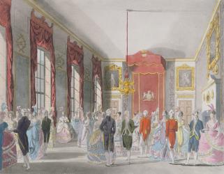 Drawing Room, St. James's, engraved by John Bluck (fl.1791-1819) published by Ackermann's 'Repository of Arts', 1809 (hand-coloured aquatint) | Obraz na stenu