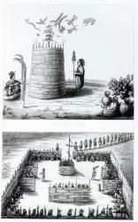 The Prophet's Lodge and Medawisos from a book by Henry Schoolcraft (1793-1864) (engraving) (b&w photo) | Obraz na stenu