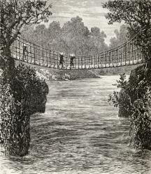 Suspension bridge across the Ituri River, the Congo, 1890 (wood engraving) | Obraz na stenu
