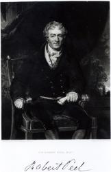 Portrait of Sir Robert Peel (1788-1850), engraved by H, Robinson (engraving) (b/w photo) | Obraz na stenu