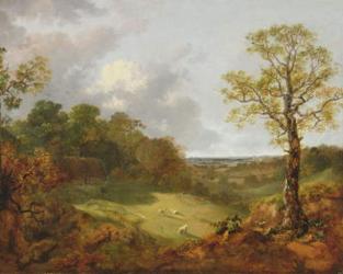 Wooded Landscape with a Cottage, Sheep and a Reclining Shepherd, c.1748-50 (oil on canvas) | Obraz na stenu