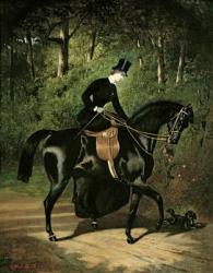 The Rider Kipler on her Black Mare (oil on canvas) | Obraz na stenu