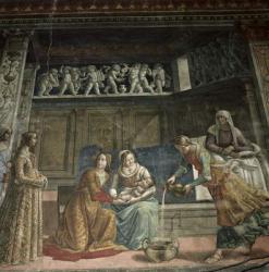 The Birth of the Virgin, 1485-90 (fresco) (detail) | Obraz na stenu