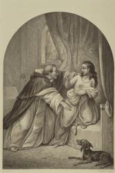 A Monk Seducing a Woman in the 14th Century (engraving) | Obraz na stenu