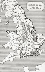 Map of Britain in 626, from The Northumbrian Kingdom 588 to 685 in 'A Short History of the English People' by J. R. Green, published 1893 (litho) | Obraz na stenu