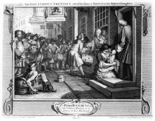 The Industrious 'Prentice out of his Time and Married to his Master's Daughter, plate VI of 'Industry and Idleness', 1747 (engraving) | Obraz na stenu