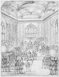 Henry VIII receiving Montmorency, the French Ambassador, at Hampton Court (engraving) | Obraz na stenu