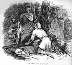 Will Scarlet Kills a Buck (engraving) (b/w photo) | Obraz na stenu