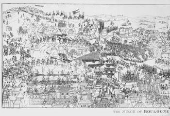 The Siege of Boulogne by King Henry VIII (1491-1547) in 1544, engraved by James Basire, 1788 (engraving) (b/w photo) (see also 106603) | Obraz na stenu