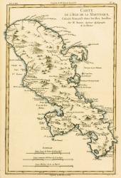 The Island of Martinique, from 'Atlas de Toutes les Parties Connues du Globe Terrestre' by Guillaume Raynal (1713-96) published 1780 (coloured engraving) | Obraz na stenu