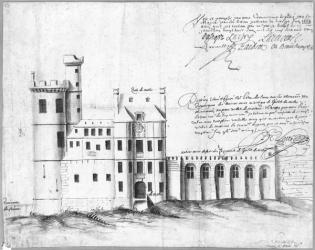 Facade of Porte and Hotel de Nesle, 1662 (pen & ink & wash on paper) (b/w photo) | Obraz na stenu