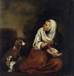 Old Woman with Dog (oil on canvas) (see also 160057) | Obraz na stenu