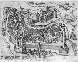 Henri IV (1553-1610) entering Dijon, after his victory at Fontaine-Francaise over Spanish, 5th June 1595 (engraving) (b/w photo) | Obraz na stenu