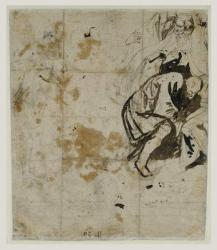 Partial Study of the Entombment (verso) (1617-18) (Black chalk, pen and brown ink, brown and reddish wash, red and blue chalk, and white gouache heightening) | Obraz na stenu