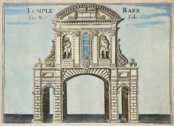 Temple Bar, the West Side, from the Inns of Court from 'A Book of the Prospects of the Remarkable Places in and about the City of London', c.1700 (engraving) | Obraz na stenu