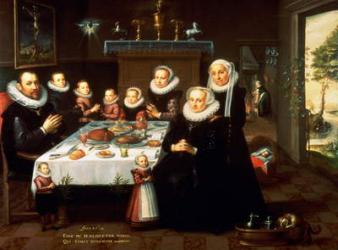 A Portrait of a Family saying Grace Before a Meal, 1602 (oil on canvas) | Obraz na stenu