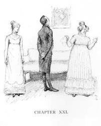 Scene from 'Pride and Prejudice' by Jane Austen (1775-1817) (engraving) (b/w photo) | Obraz na stenu