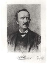 Portrait of Heinrich Schliemann (1822-90) (engraving) (b/w photo) | Obraz na stenu