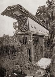An elaborately decorated mortuary shrine on one of the Solomon Islands, Oceania. After a 19th century photograph. From Customs of The World, published c.1913. | Obraz na stenu