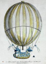 The Balloon of Jacques Charles (1746-1823) and Nicholas Robert (1761-1828) used in their flight from the Jardin des Tuileries, 1st December, 1783 (coloured engraving) | Obraz na stenu