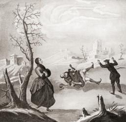 Ice skating in the 18th century. From Illustrierte Sittengeschichte vom Mittelalter bis zur Gegenwart by Eduard Fuchs, published 1909. | Obraz na stenu