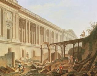 Demolition of the Hotel de Bourbon and clearing the Louvre Colonnade, c.1764 (oil on canvas) | Obraz na stenu