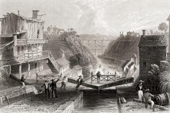 Lockport Erie Canal New York USA. From a 19th century print engraved by W Tombleson after W H Bartlett | Obraz na stenu