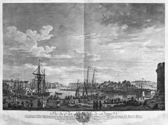 View of the Port of Dieppe, series of 'Les Ports de France', engraved by Charles Nicolas Cochin the Younger (1715-90) and Jacques Philippe Le Bas (1707-83) 1762 (etching & burin) | Obraz na stenu