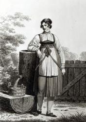 Tirollian Peasant Girl, 1817 (litho) (b/w photo) | Obraz na stenu