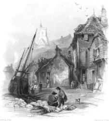 View of Folkestone (engraving) (b/w photo) | Obraz na stenu