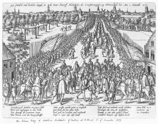 The Solemn entry of Matthias Archduke of Austria at Antwerp, 2nd November 1577 (engraving) | Obraz na stenu