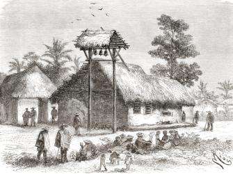 The cathedral, Los Llanos, Venezuela (engraving) | Obraz na stenu