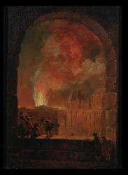 Fire at the Opera of the Palais-Royal, View from the Louvre, 1781 (oil on canvas) | Obraz na stenu