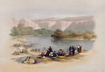 Banks of the Jordan, April 2nd 1839, plate 48 from Volume II of 'The Holy Land', engraved by Louis Haghe (1806-85) pub. 1843 (litho) | Obraz na stenu
