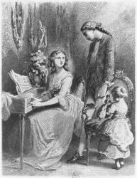 Illustration from 'The Sorrows of Werther' by Johann Wolfgang Goethe (1749-1832) (engraving) (b/w photo) | Obraz na stenu