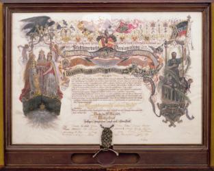 Letter admitting a Freeman of Berlin, 27th March 1871 (ink, watercolour & gold leaf on paper) | Obraz na stenu