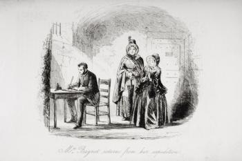 Mrs. Bagnet returns from her expedition, illustration from 'Bleak House' by Charles Dickens (1812-70) published 1853 (litho) | Obraz na stenu