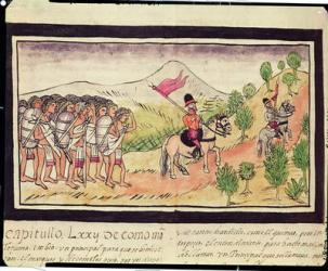 Fol.204v The Totonac Indians Helping the Conquistadors to Transport Materials, 1579 (vellum) | Obraz na stenu