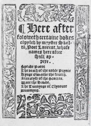 Title Page for 'Certaine Bokes Copyled by Mayster Skelton' by John Skelton, published c.1550 (printed paper) | Obraz na stenu