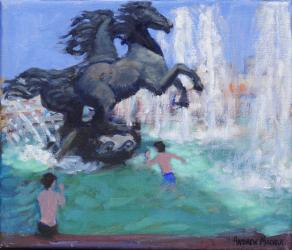 Horse sculptures,Manezhnaya Square, Moscow, 2016, (oil on canvas ) | Obraz na stenu