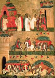 Battle of the Novgorodians with the Suzdalians, Novgorod School, mid 15th century (tempera and gold on panel) | Obraz na stenu