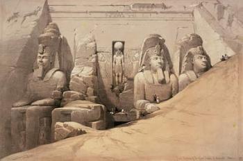 Front Elevation of the Great Temple of Aboo Simbel, Nubia, from 'Egypt and Nubia', lithograph by Louis Haghe, 1849 (litho) | Obraz na stenu