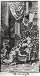 Andromache at the Feet of Pyrrhus, from 'Andromache' by Jean Racine (1639-99) published in 1676 (engraving) (b/w photo) | Obraz na stenu