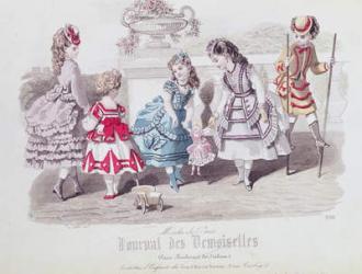Fashions for Girls, from 'Journal des Demoiselles', published Dupuy, Paris, 1871 (colour engraving) | Obraz na stenu