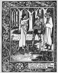 The Lady of the Lake telleth Arthur of the sword Excalibur, illustration from 'Le Morte d'Arthur' by Sir Thomas Malory, 1893-94 (litho) | Obraz na stenu